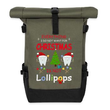Teeth and sweets - Roll Top Backpack - olive/black - Front
