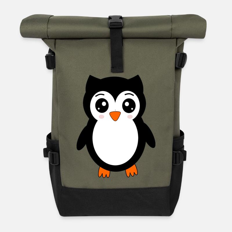 Eule schwarz Vogel Vögelchen Tiere Geschenk - Rolltop Rucksack - Olive/Schwarz