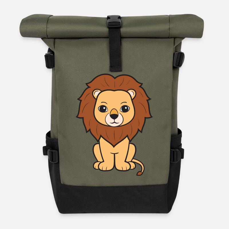 Löwe Löwen - Rolltop Rucksack - Olive/Schwarz