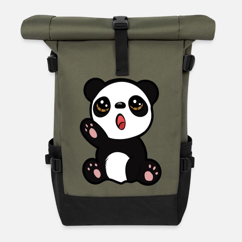 Baby Panda - Rolltop Rucksack - Olive/Schwarz