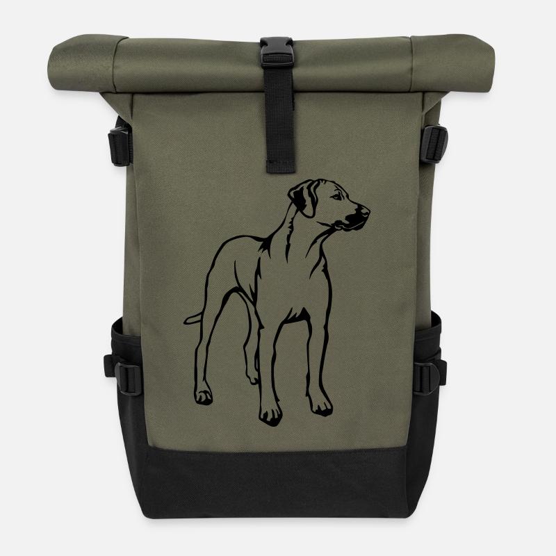 Rhodesian Ridgeback - Rolltop Rucksack - Olive/Schwarz