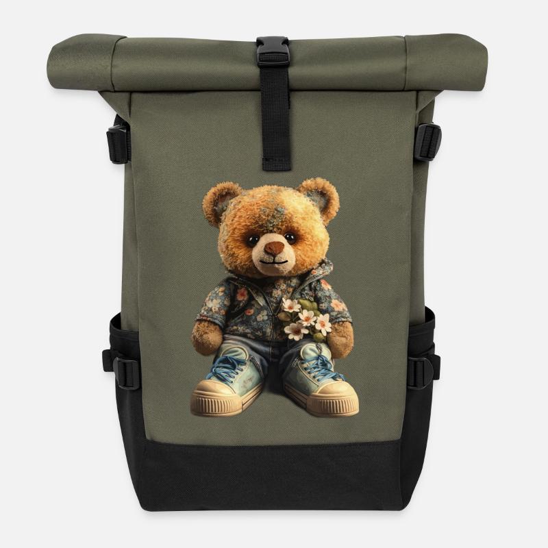 Cadeau Bear Half Man - Sac à dos roll top - olive/noir