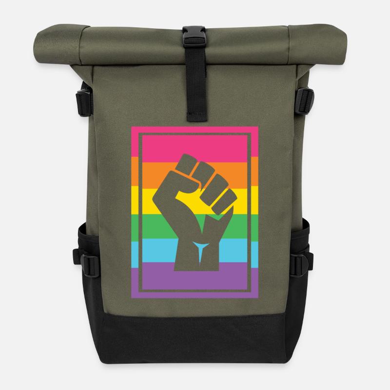 LGBT Pride Month - Pride Lives Matter - Rolltop Rucksack - Olive/Schwarz