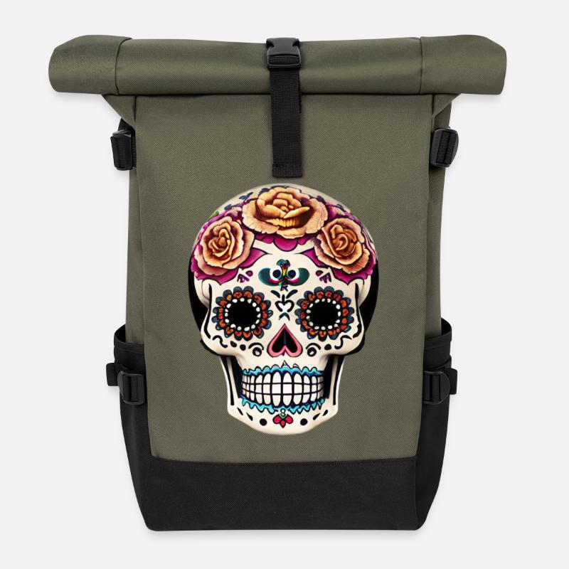 Dia de los Muertos - Sac à dos roll top - olive/noir