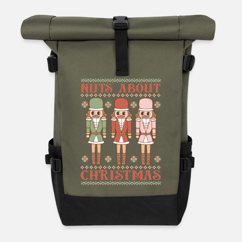 Hässlicher Weihnachtspullover - Rolltop Rucksack - Olive/Schwarz