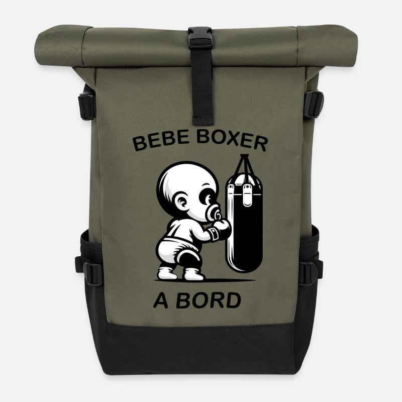 Bébé BOXER à bord - Sac à dos roll top - olive/noir