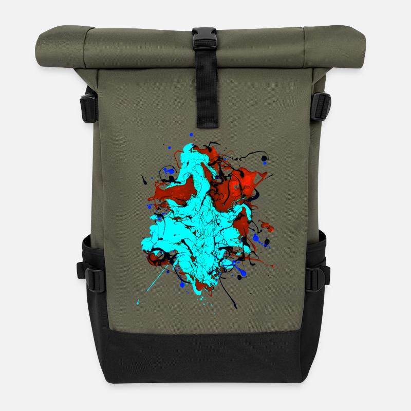 Rougeturquoise.Éclaboussure - Sac à dos roll top - olive/noir