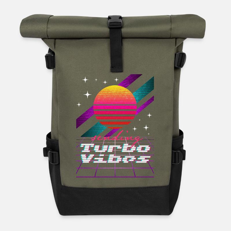 Turbo Vibes Neon Sunset - Rolltop Rucksack - Olive/Schwarz