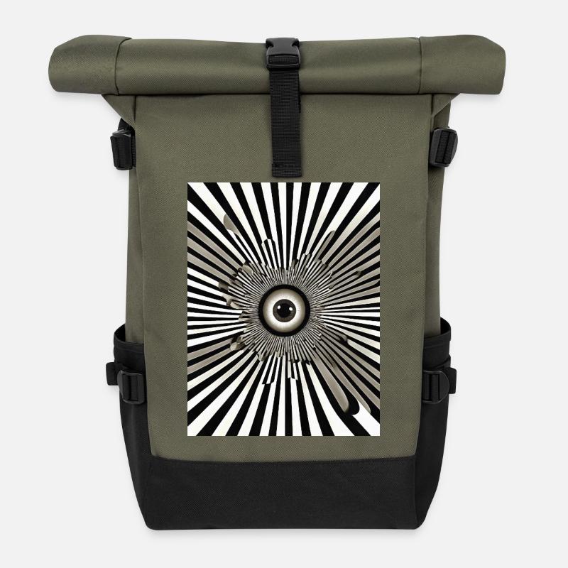 Auge im Strahlenmeer - Rolltop Rucksack - Olive/Schwarz