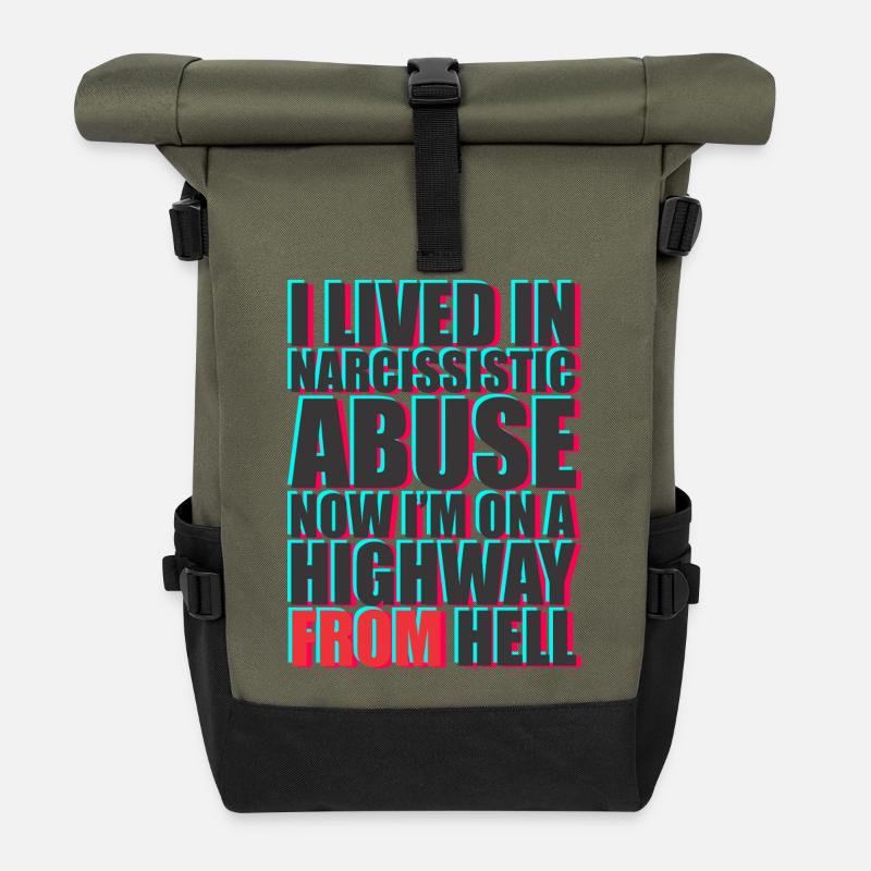 Design von Protestnachrichten mit fettem Text - Rolltop Rucksack - Olive/Schwarz