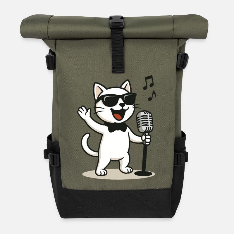 Rock'n'Roll Kitty - Rolltop Rucksack - Olive/Schwarz