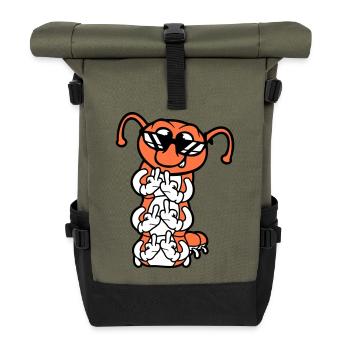 Caterpillar Middle Finger Insult Sunglasses Cool - Roll Top Backpack - olive/black - Front