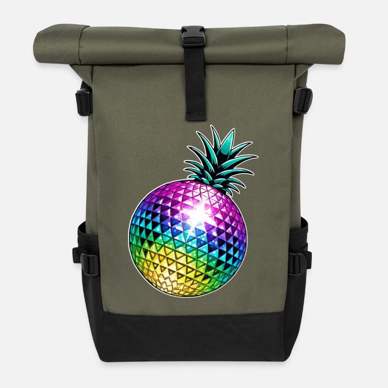 Ananas Disco - Rolltop Rucksack - Olive/Schwarz