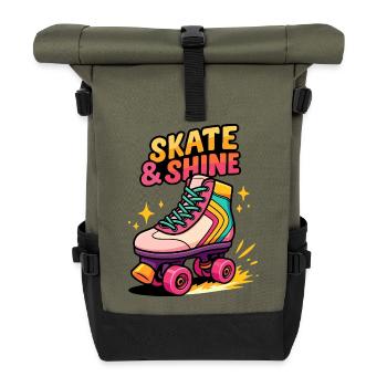 Skate & Shine Neon Roller - Roll Top Backpack - olive/black - Front