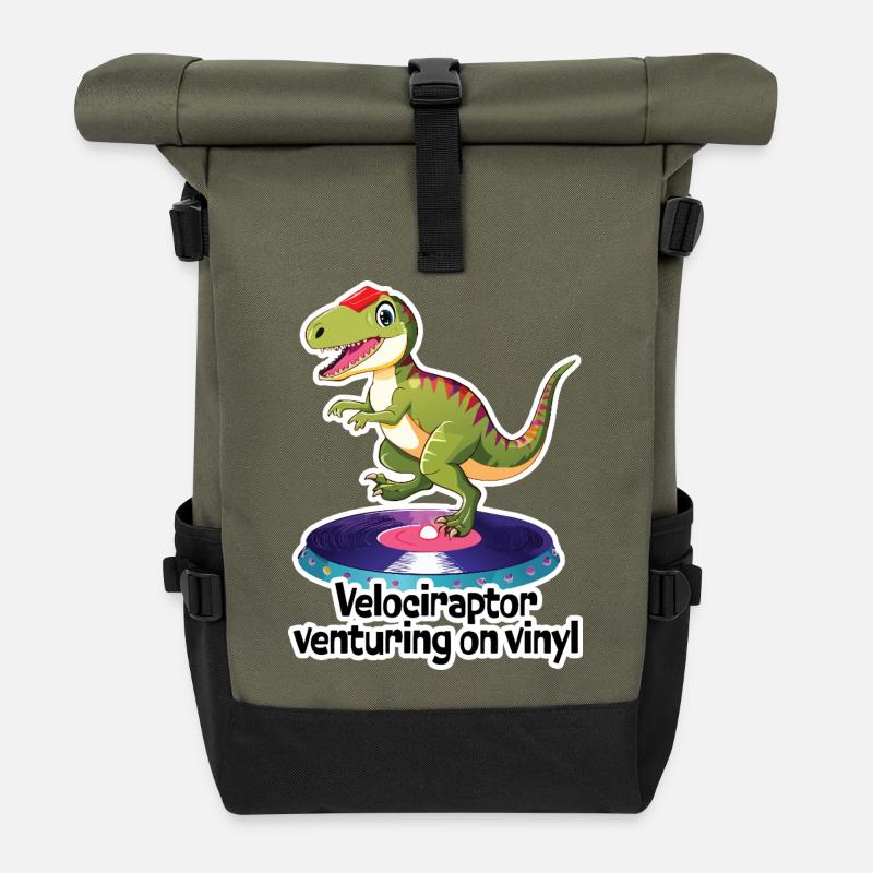 VELOCERAPTOR s’aventure sur vinyle - Sac à dos roll top - olive/noir