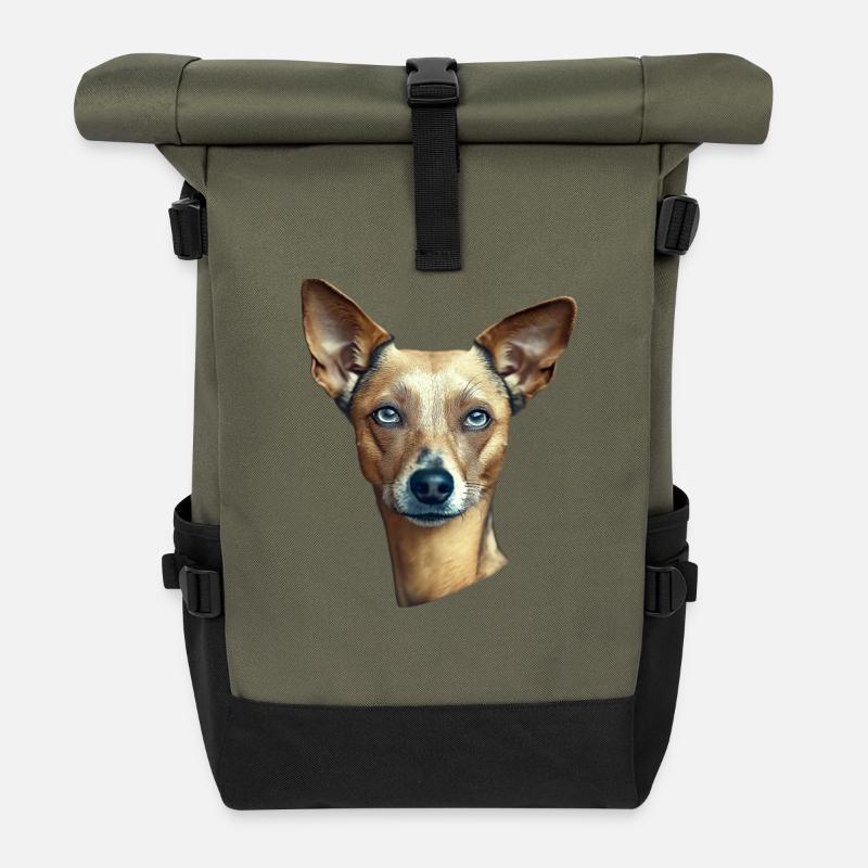 Hundeblick mit blauen Augen - Rolltop Rucksack - Olive/Schwarz