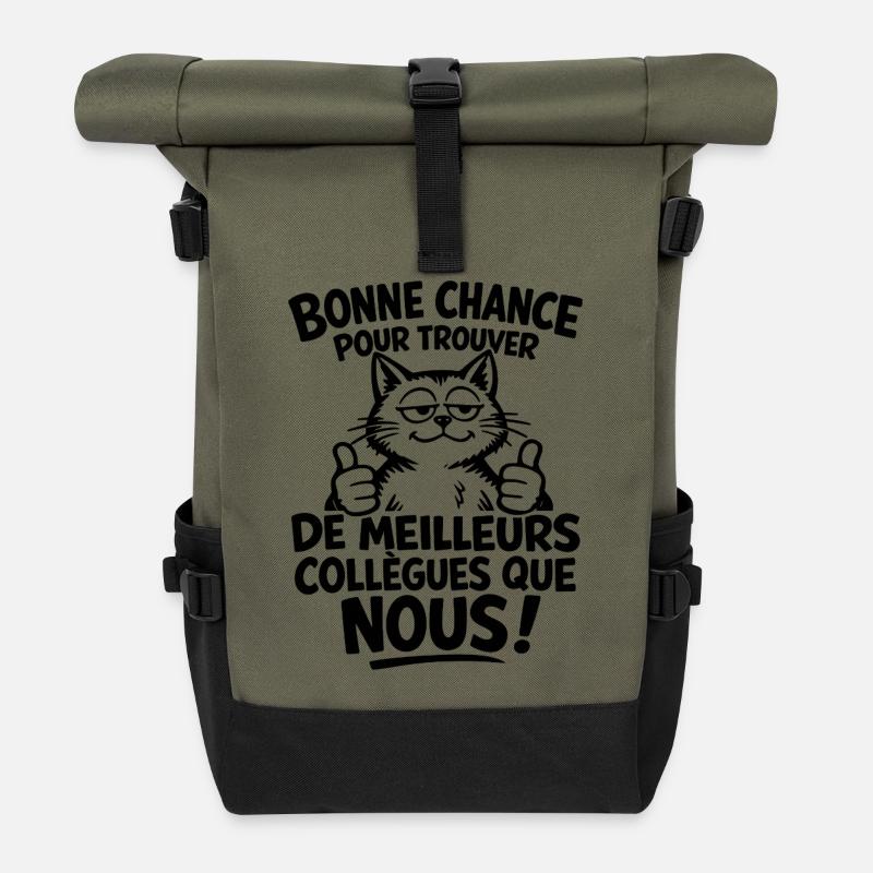 Good luck for better colleagues - Roll Top Backpack - olive/black