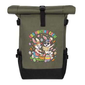 Hosterhasen Familie -Eier Sammler - Rolltop Rucksack - Olive/Schwarz - Vorne