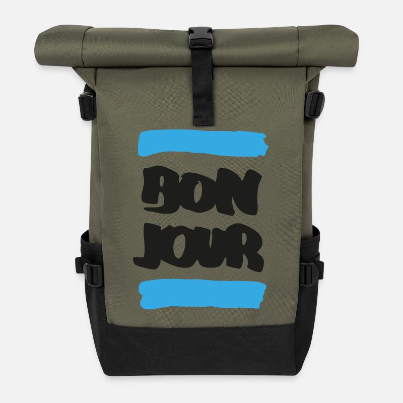 Bonjour - Sac à dos roll top - olive/noir
