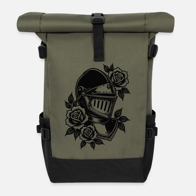 Rosebound Knight Helmet - Roll Top Backpack - olive/black