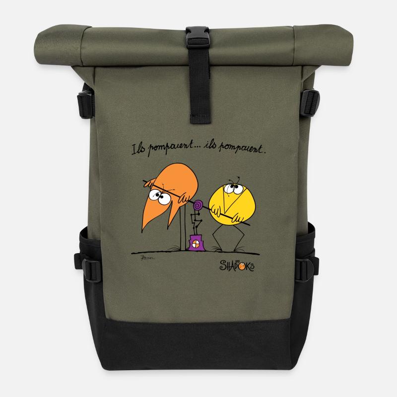 Shadoks pump 02 - Roll Top Backpack - olive/black