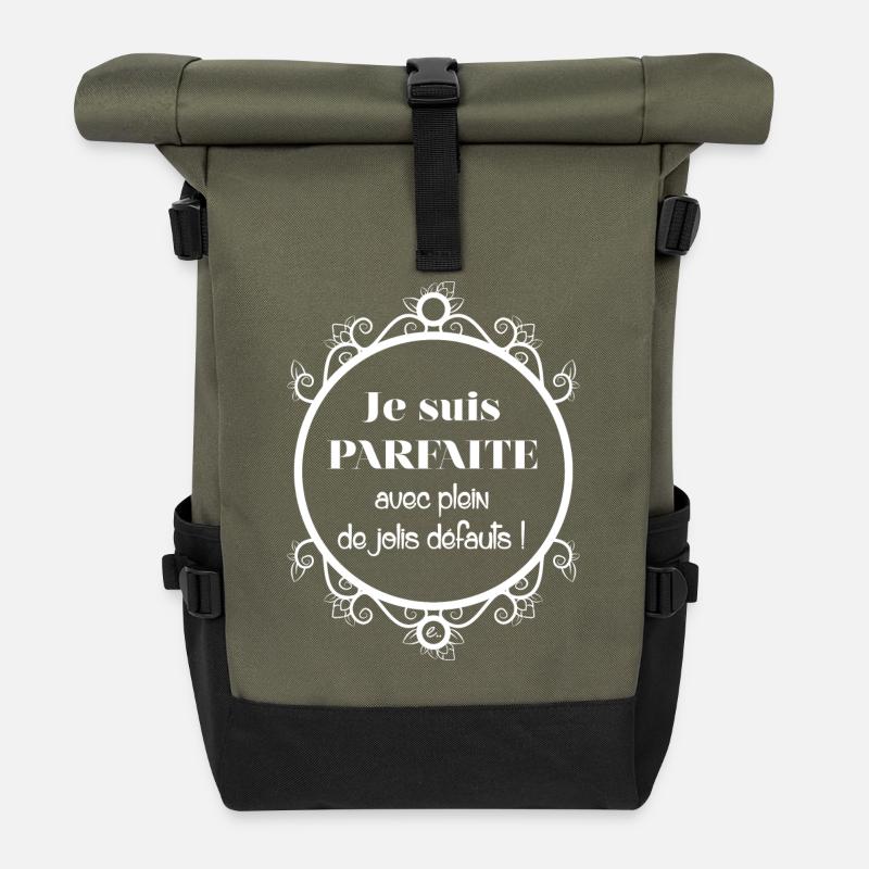 Je suis parfaite en blanc - Sac à dos roll top - olive/noir