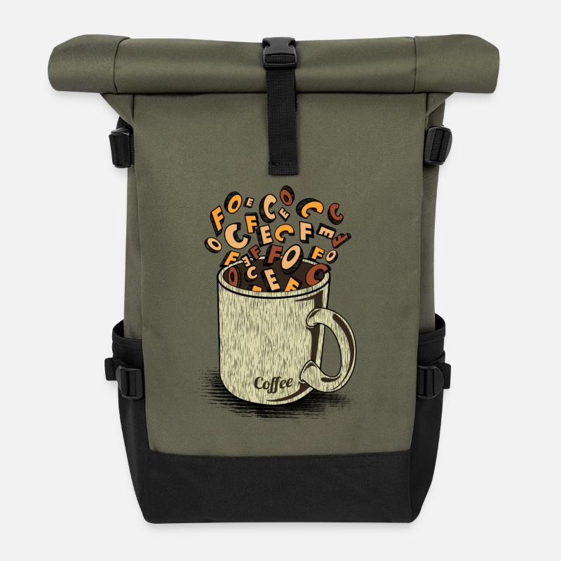 Coffee - Roll Top Backpack - olive/black