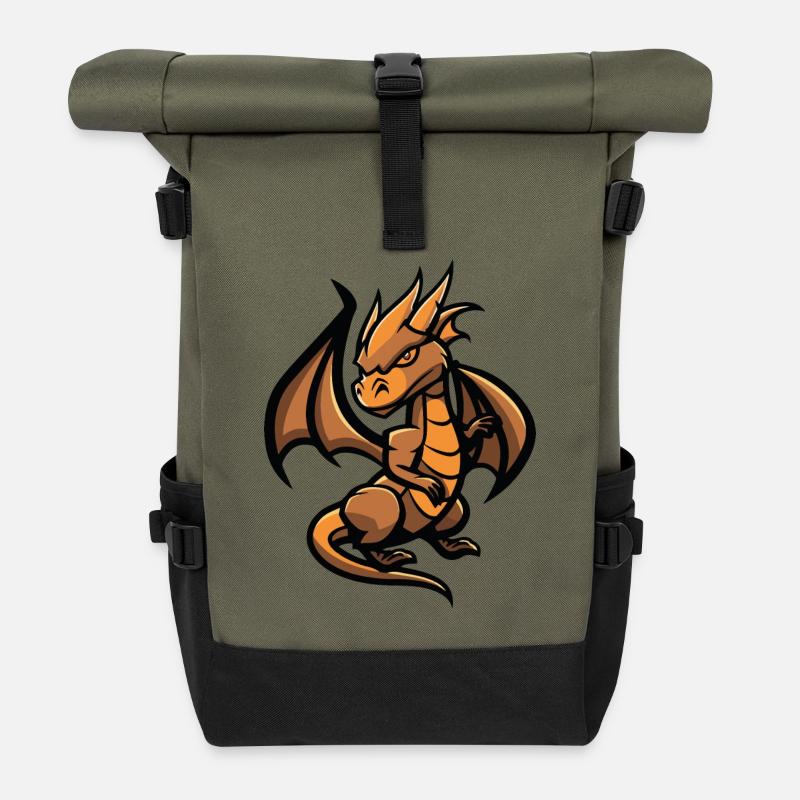 Drache Dragon - Rolltop Rucksack - Olive/Schwarz