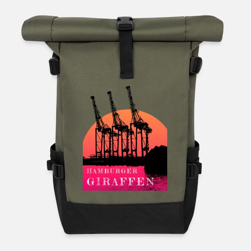 Hamburger Giraffen - Rolltop Rucksack - Olive/Schwarz