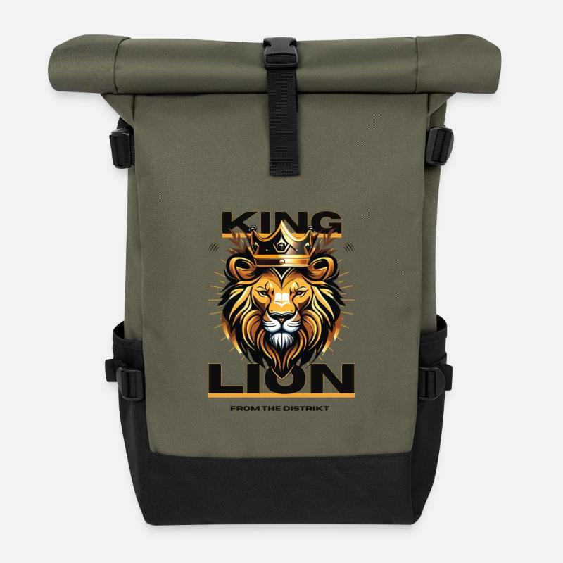 King Lion - Rolltop Rucksack - Olive/Schwarz