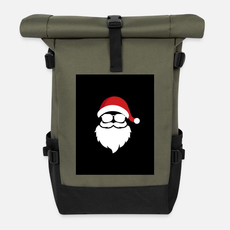 Stylischer Weihnachtsmann - Rolltop Rucksack - Olive/Schwarz