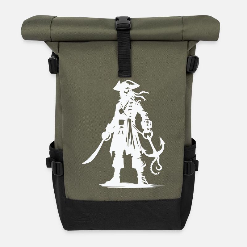 pirate - Sac à dos roll top - olive/noir