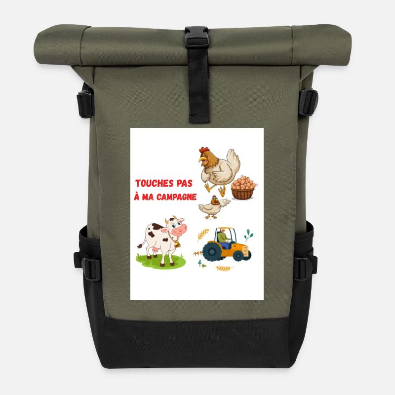 Touches pas ma campagne - Sac à dos roll top - olive/noir