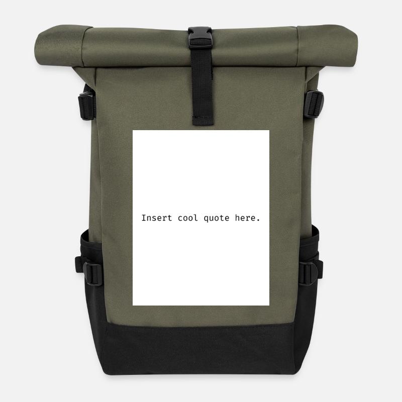 Insert cool quote here. - Rolltop Rucksack - Olive/Schwarz