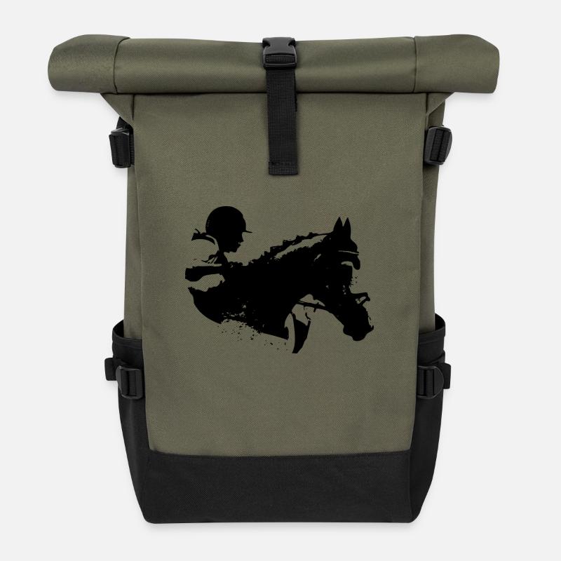 Équitation - Sac à dos roll top - olive/noir