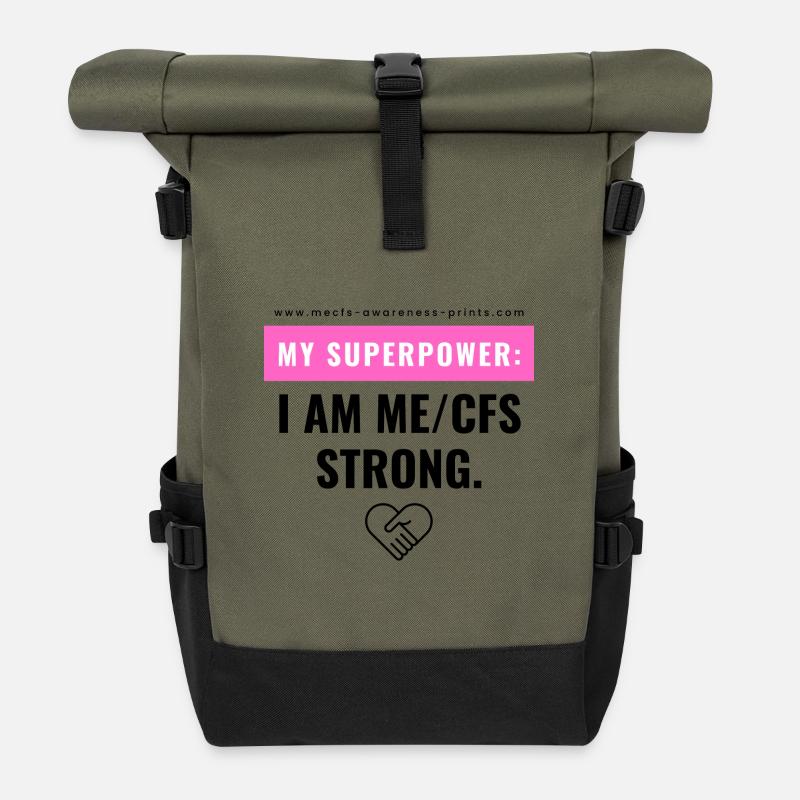 ME/CFS STRONG 💪 - Roll Top Backpack - olive/black