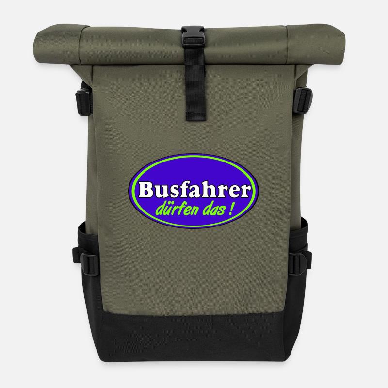 Busfahrer Bus Omnibus Kraftfahrer Schulbus (25) - Rolltop Rucksack - Olive/Schwarz