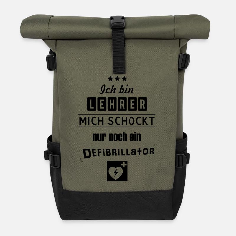 Lustiger Lehrer - Rolltop Rucksack - Olive/Schwarz