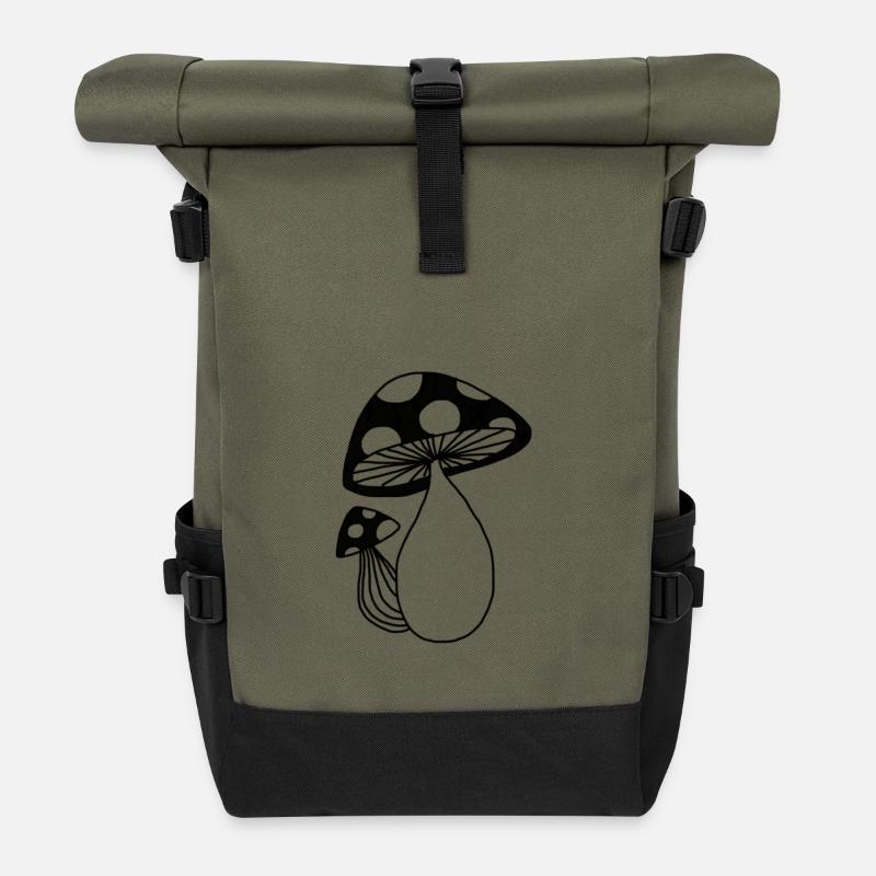 Pilze - Rolltop Rucksack - Olive/Schwarz
