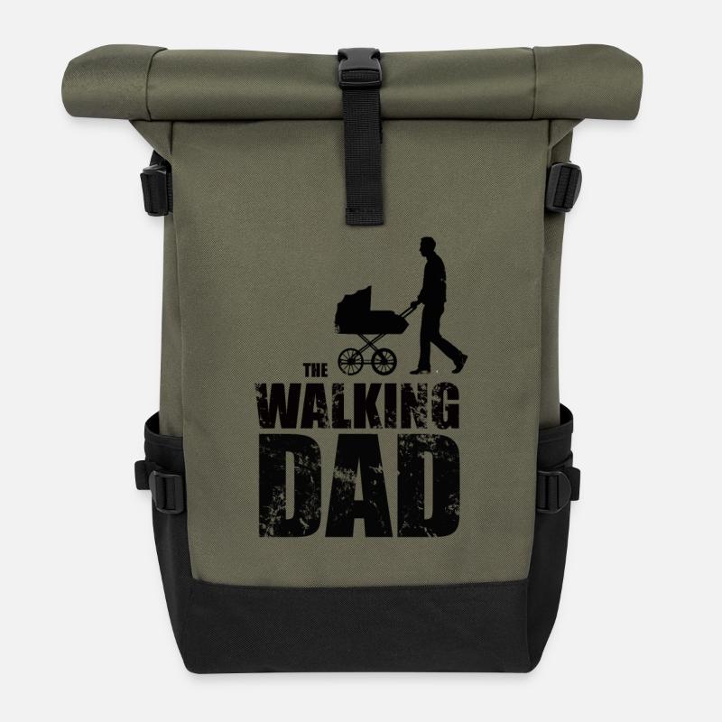 The walking dad - Rolltop Rucksack - Olive/Schwarz