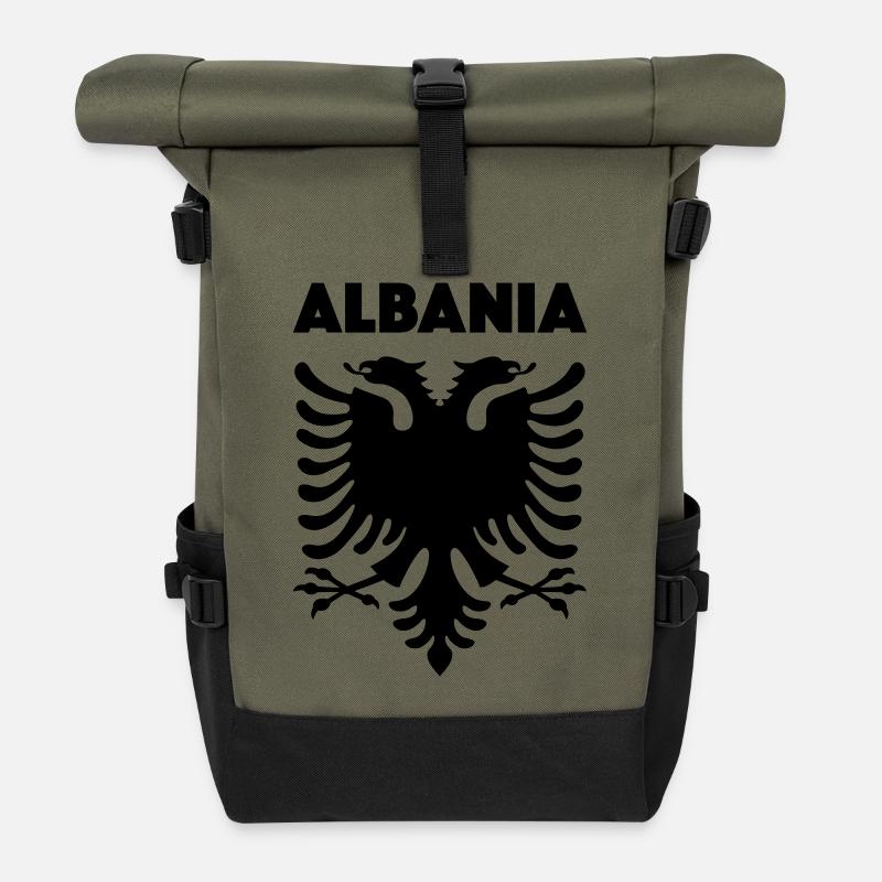 Albania schwarz - Rolltop Rucksack - Olive/Schwarz