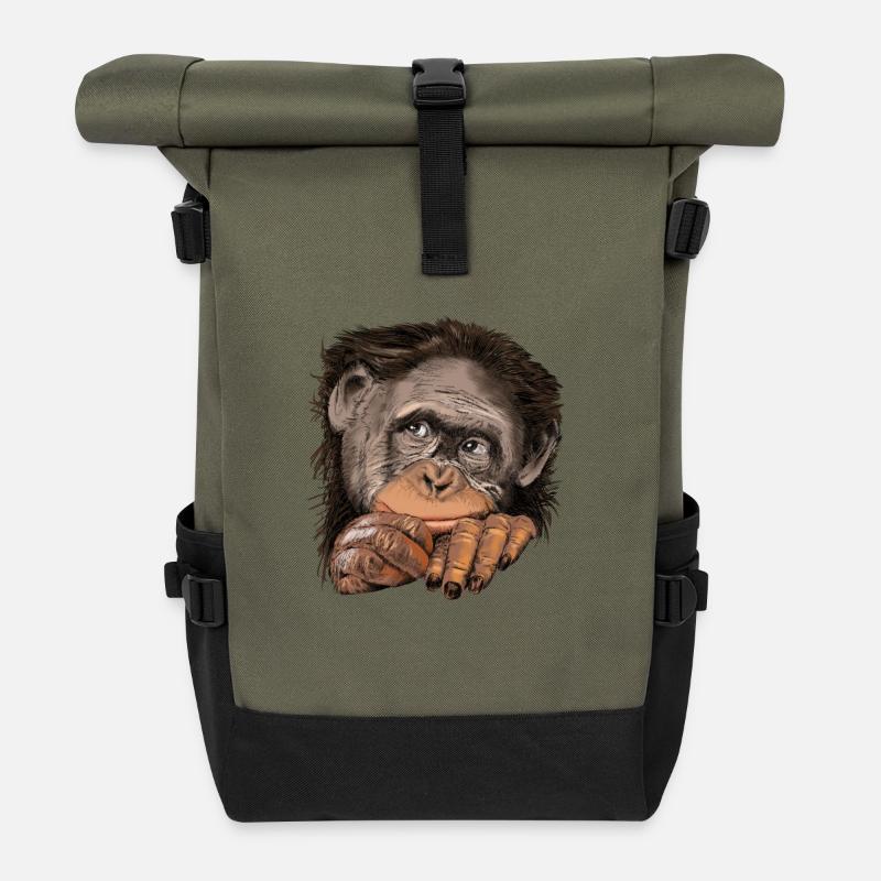 Affe - Rolltop Rucksack - Olive/Schwarz