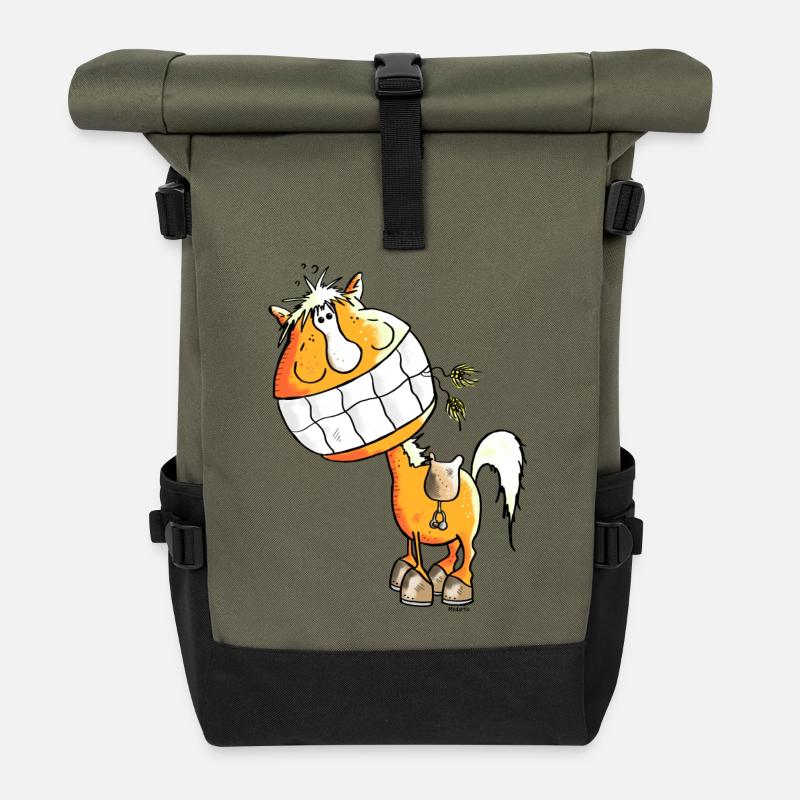 Cheval Riant - Chevaux - Sac à dos roll top - olive/noir