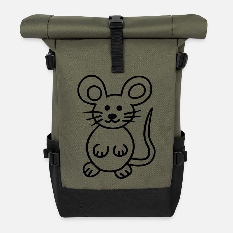 Maus, Mausi - Rolltop Rucksack - Olive/Schwarz