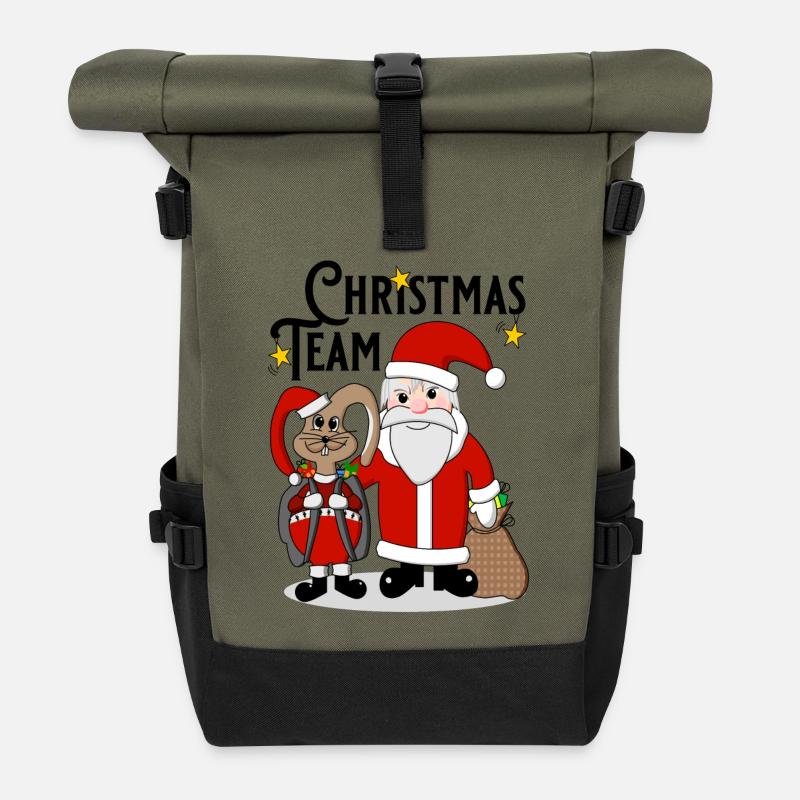 Équipe de Noël - Sac à dos roll top - olive/noir