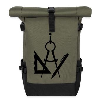 Passer-Logo des Werkzeugarchitekten - Rolltop Rucksack - Olive/Schwarz - Vorne