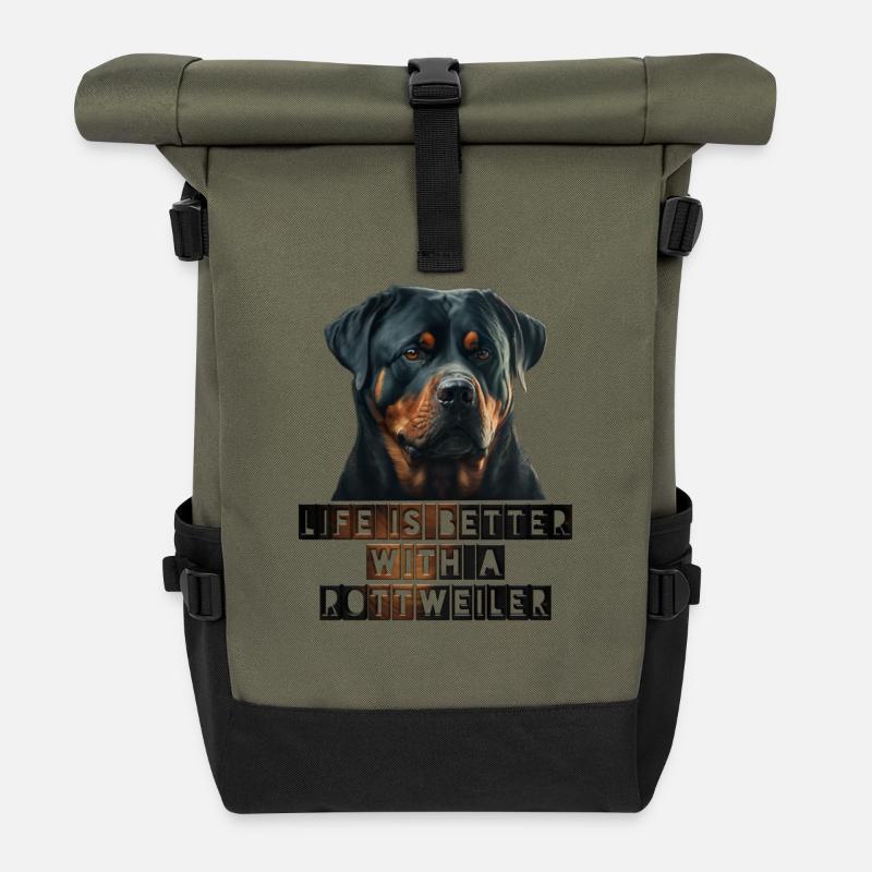 Rottweiler - Sac à dos roll top - olive/noir