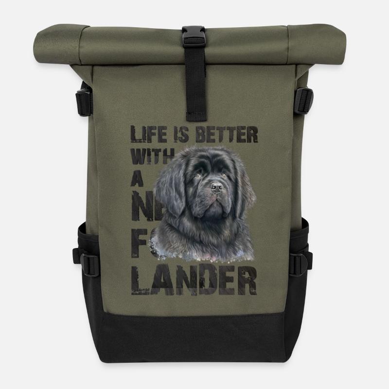 Neufundländer - Rolltop Rucksack - Olive/Schwarz