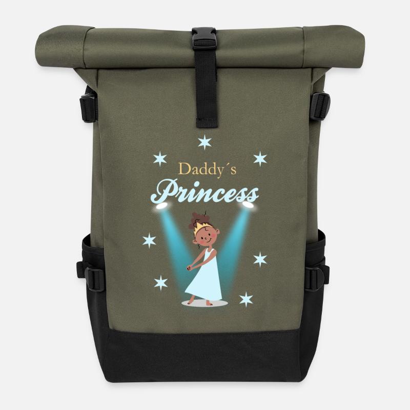 Papa Prinzessin - Rolltop Rucksack - Olive/Schwarz