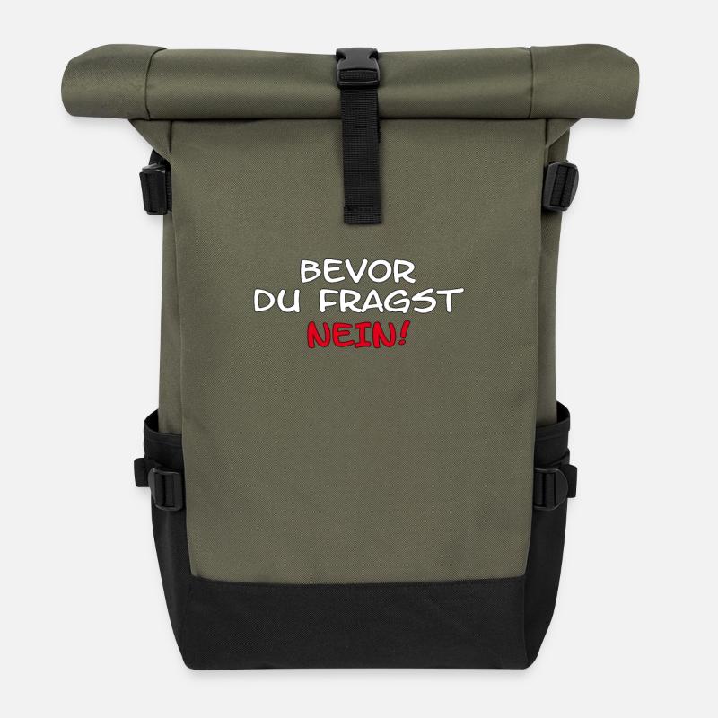 Lustiger Spruch - Rolltop Rucksack - Olive/Schwarz